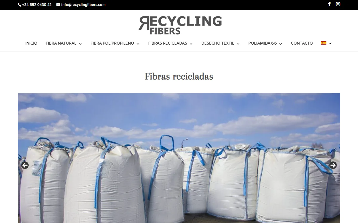Captura de la web de Recycling Fibers